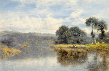 湖池の滝 Painting - テムズ川の風景を眺める晴れた日 ベンジャミン・ウィリアムズ リーダー